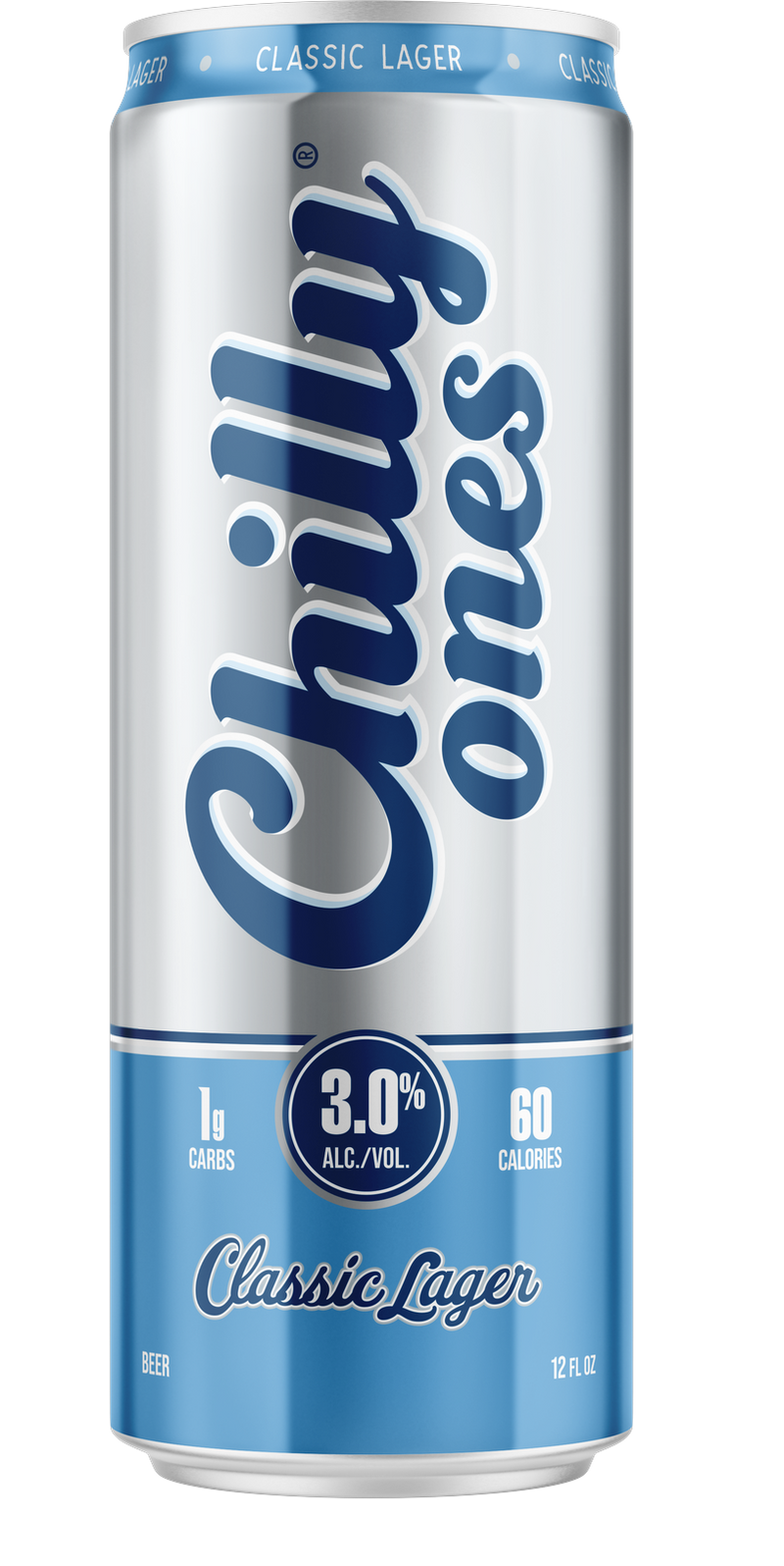 Chilly Ones Classic Lager 3% can: 1g carbs, 60 calories