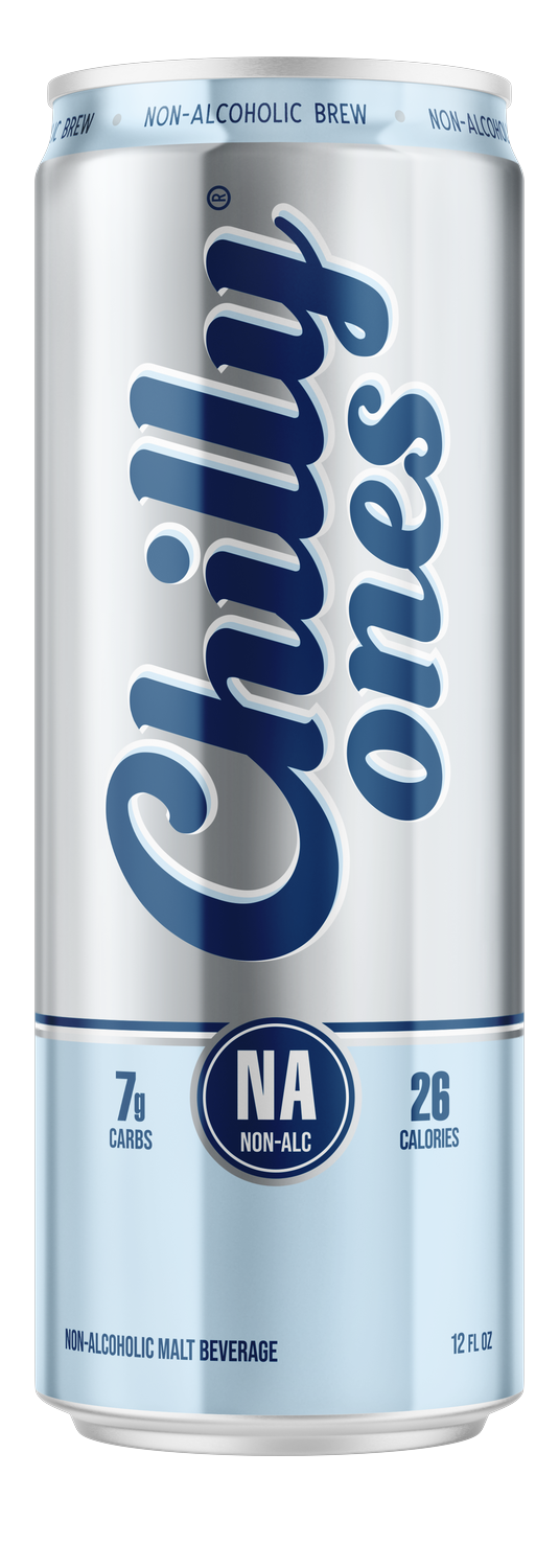Chilly Ones NA non-alcoholic brew can: 7g carbs, 26 calories